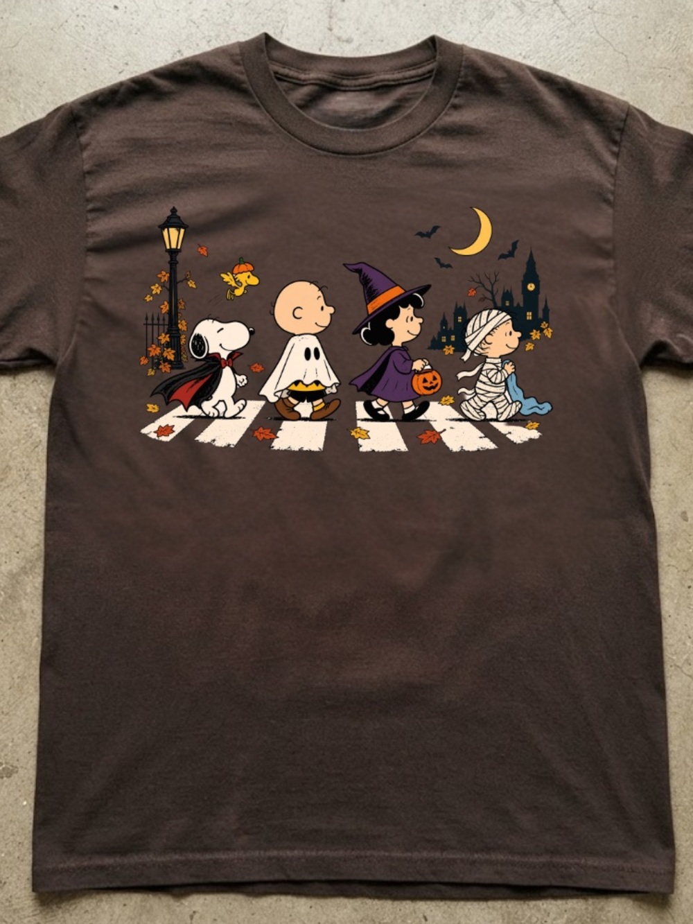 Peanuts Snoopy Charlie Brown Abbey Road Halloween Costumes Vintage Brown T-Shirt